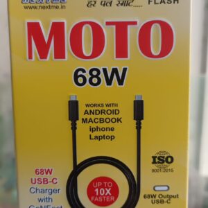 Nextme- 68W Type C2C TurboPower Charging Charger Data Cable Compatible with Moto|60|50|40|30|Edge|Ultra| Fusion|Pro|Neo|razr|Stylus|G06|G05|G85|G45|G64|G84|G62|G54|G84|G67|E40|G35|G96|G82|G86-Black